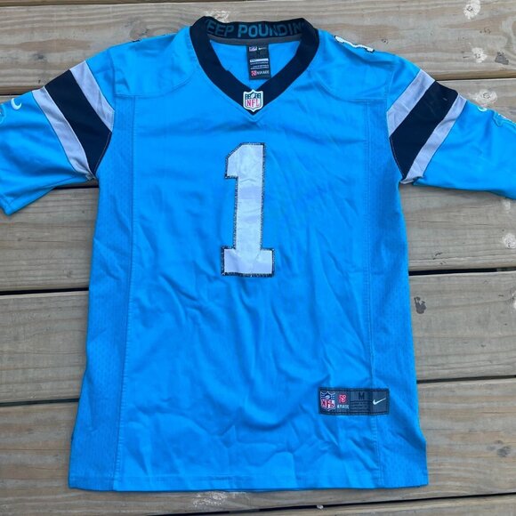 Nike Mens Carolina Panthers Cam Newton #1 Blue NFL On Field Football Jersey Sz M - Picture 1 of 4